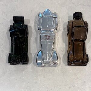 Avon Car-Shaped Aftershave Bottles in Green, Silver, and Brown